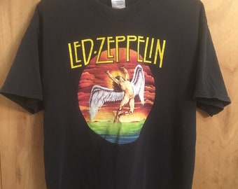 Led Zeppelin Official T-Shirt – 1969 London Concert Flyer Graphic, Blue, Men's L/XL
