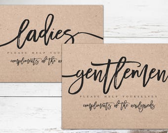 Wedding Bathroom Signs Ladies and Gentle Men restroom signs Reception bathroom signs Kraft Rustic Wedding bathroom Signs Wedding Restroom