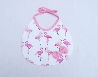bavoir fille bébé original réversible 0/18 mois "flamant rose"