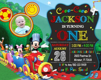 Mickey Mouse Choo Choo Express Invitation, Mickey Choo Choo Express Birthday, Mickey Mouse Clubhouse Invitation , Mickey Mouse Invitation