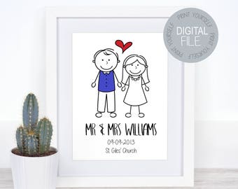 Personalised Wedding Gift Wall Art, Personalised Gift, Wedding Gift, Wedding Picture