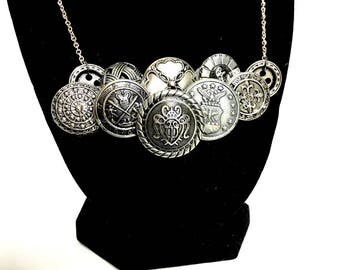 Vintage Button Necklace, Recycled Jewelry, Button Jewelry, Bib Necklace