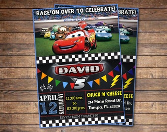 Disney Cars Invitation - Cars Birthday Invitation - Disney Cars Birthday Party Printable Invites - Pixar Racing Lightening McQueen