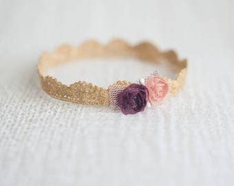 Lace Newborn Crown - Gold, baby crown, newborn princess crown, baby accessories, photo prop, newborn prop