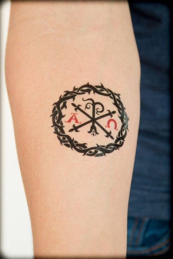 chi rho alpha and omega christian temporary tattoo faith chi rho alpha and omega christian temporary tattoo faith