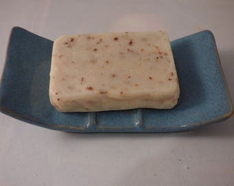 Handmade Ceramic Soap Dish, Handbuilt Stoneware Artisan Pottery Soap Drainer Dish, Ceramic Blue Soap Dish