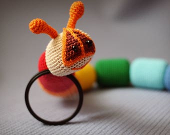 Educational toys Rainbow snake Caterpillar Rainbow toy Rainbow crochet toy Rattles toy Baby rattle Crochet amigurumi Educational baby