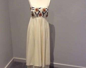 Vintage 1970's Carnegie of London cream maxi dress and stole