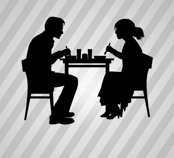 couple in a restaurant Silhouette Svg Dxf Eps Silhouette Rld