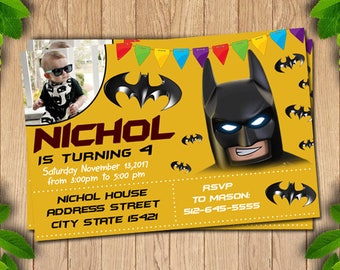 Batman Lego Invitation, Lego Invitation, Lego Batman Invitations, Lego Batman Birthday, Lego Batman Party, Lego Batman Birthday