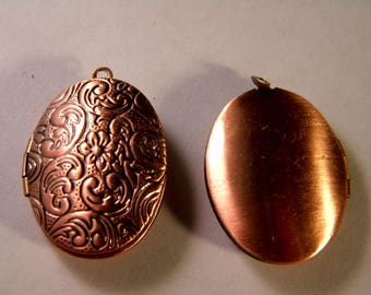 1 charm pendant Locket door photo-copper - 30 mm B024