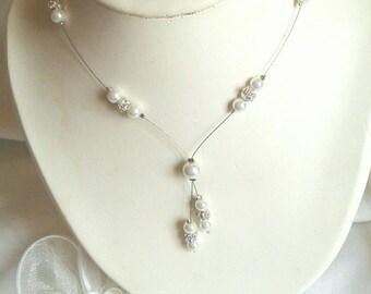 Bride wedding Choker stass and ivory pearls
