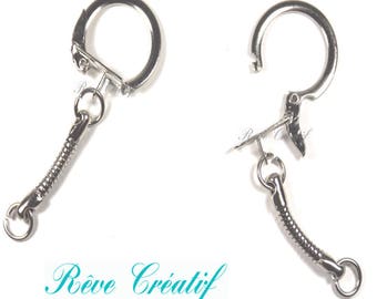 10pcs Fermoirs Porte-Clés Porte-Clefs Maille Serpent en Métal Argenté Foncé 60mm 6cm