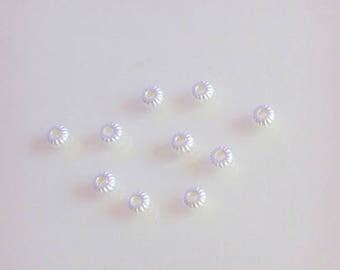 10 pucks striped 3 mm - Silver 925/1000