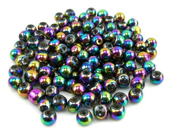 30 metallic 6 mm teal glass beads