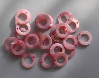 Pearl beads natural round flat pad 15 pink 6 mm 14PC