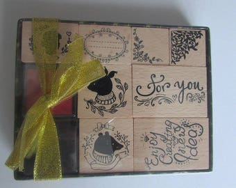 Box of wood with ink stamps