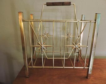 Mid century modern magazine rack, MCM magazine rack, wooden magazine rack, wire magazine rack, atomic magazine rack