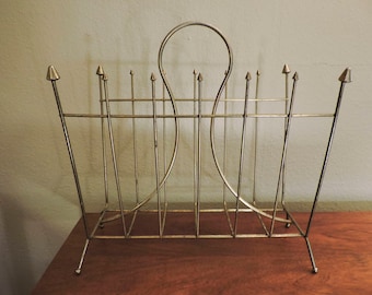 Vintage Mid- Century Brass Magazine Rack or Record Holder