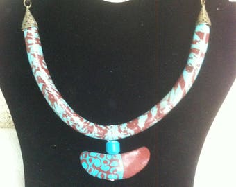Turquoise and Brown torque necklace