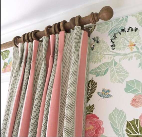 Pink and Green Curtains Duralee Striped Curtains Pink Stripe