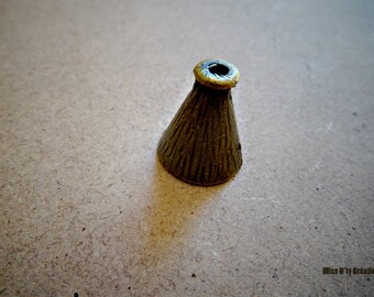 2 bronze ethnic Cone Cap beads