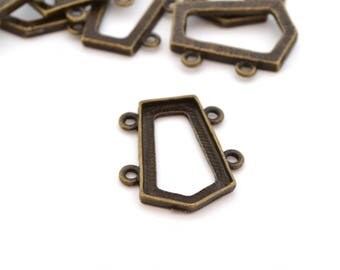 1 connector arrow bronze support cabochon metal 26x23mm