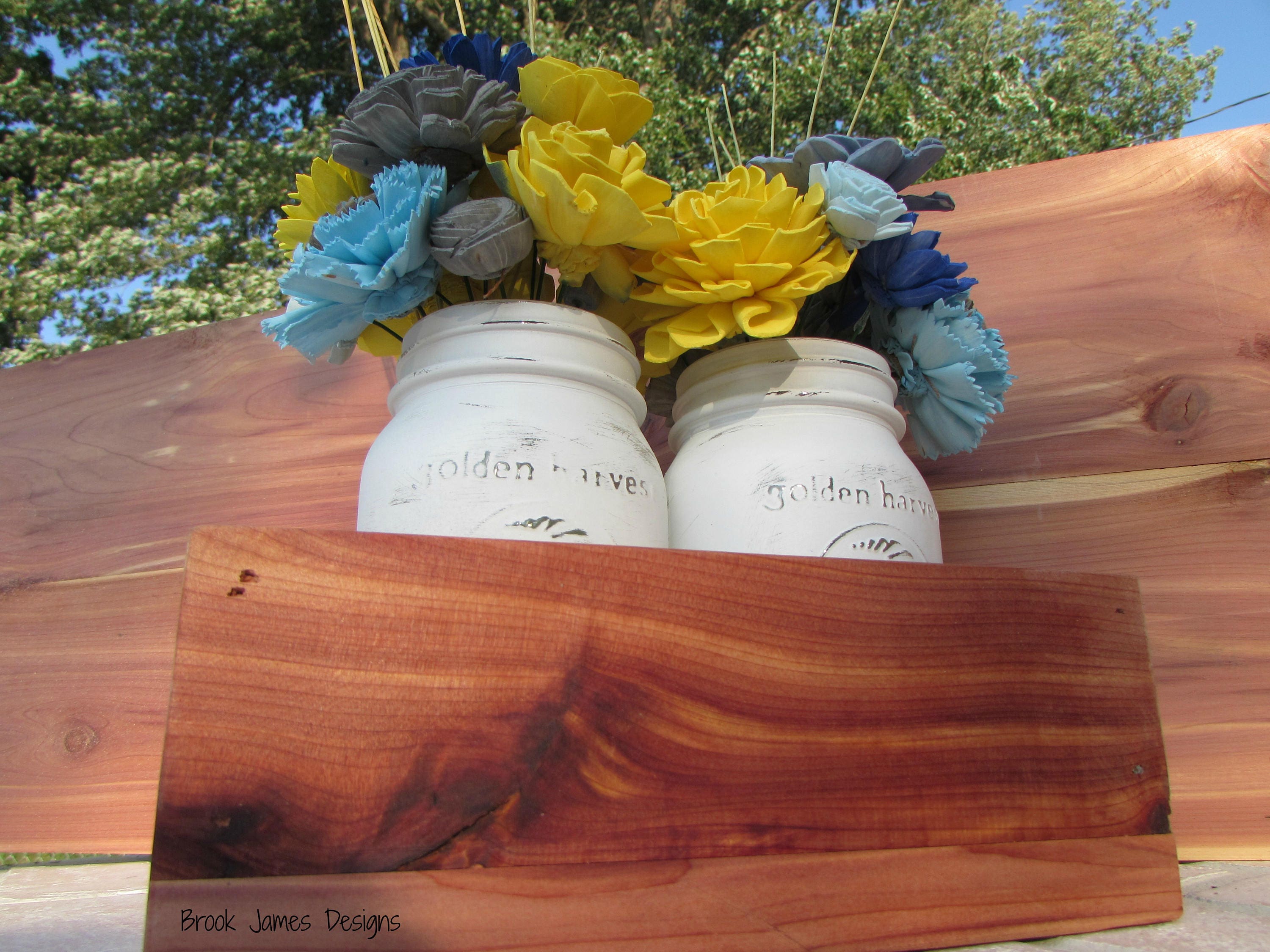 Sola Wood Flower Cedar Arrangement Mason Jar Arrangment