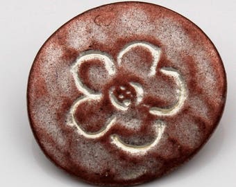 wonderful, white and copper metal-buttons, with a little flower 21mm (6 pieces)