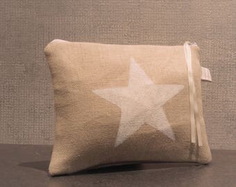 star pattern linen pouch