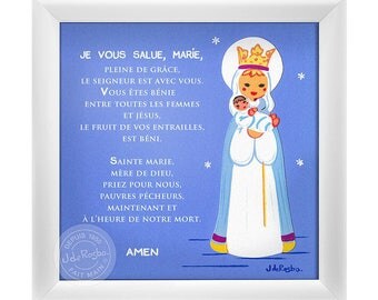 Give a prayer for Christmas - Hail Mary, a blue background