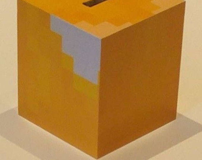 wooden Minecraft inspired stampy moneybox piggy bank