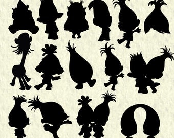 Trolls silhouettes svg, trolls silhouette cut file, trolls clipart, trolls dxf, vector, trolls cut file for cricut , silhouette cameo