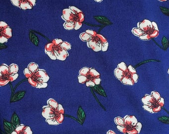White Flower on Royal Blue - Viscose