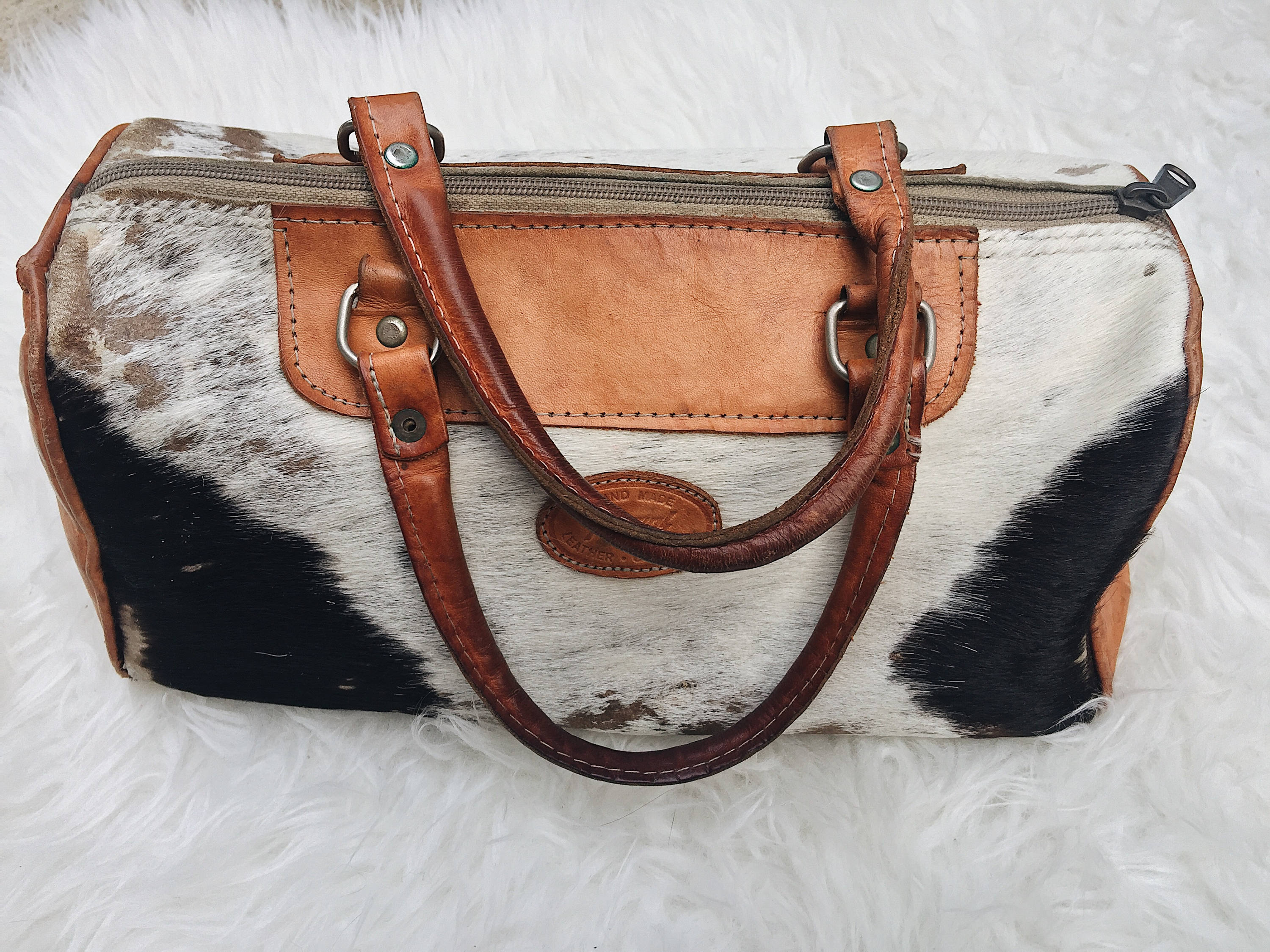 Vintage Sergios Handmade Leather & Cowhide Purse Handmade