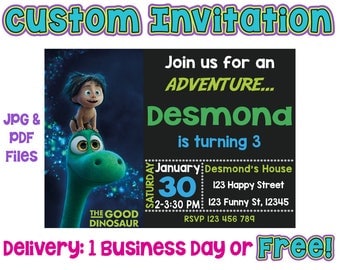 Customized The Good Dinosaur Invitation, Printed The Good Dinosaur Invitation, The Good Dinosaur Birthday, The Good Dinosaur Invitations