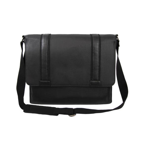 The Black Laptop Canvas / Leather Messenger Bag