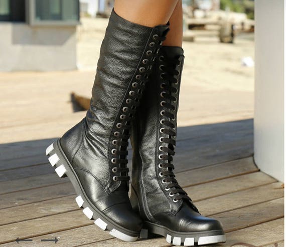 long black leather ladies boots