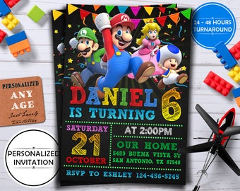 SUPER MARIO INVITATION,Super Mario Brother Invitation, Super Mario Bros Birthday Invitation, Super Mario Brothers Birthday Invitation