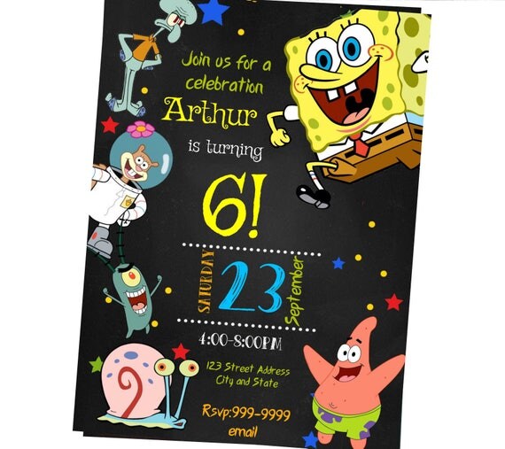 INSTANT DOWNLOAD Spongebob Invitation Spongebob Birthday