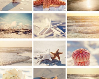 2018 beach calendar, 2018 wall calendar, beach photography, starfish seashells, 2018 photography calendar,