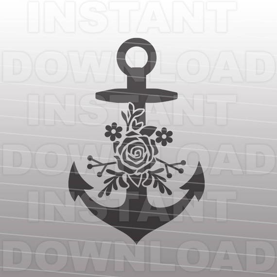 Download Nautical Floral Boat Anchor SVG FileBeach Sign svg Vector