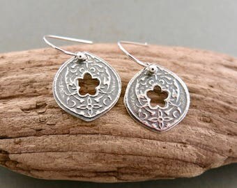 Hand Pierced Earrings in Oxidized Sterling Silver
