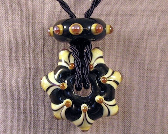 Handmade Lampwork Beads by Monaslampwork - Black Star Pendant - Lampwork Glass Beads by Mona Sullivan Xmas Artisan Beads Boho Tribal Organic