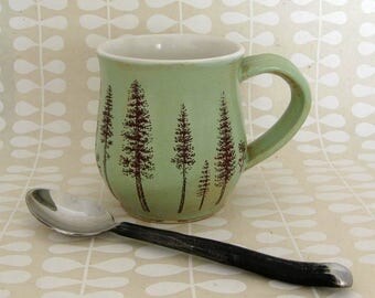 Ceramic Mug - Ponderosa Pine Trees - Coffee Mug - Large Mug - Hand Thrown Mug