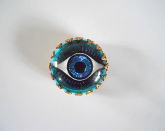 Vintage Large 18 MM Blue Eye Glass Cabochon