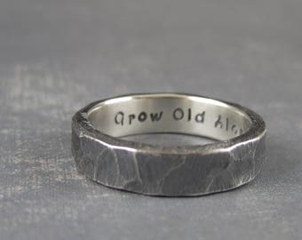 personalised rustic wedding ring custom engraved rough hewn mens wedding band 5 or - Rustic Wedding Rings personalised rustic wedding ring custom engraved rough hewn mens wedding band 5 or - Rustic Wedding Rings