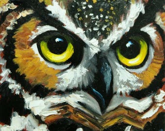 Owl painting 134 12x12 inch original oil painting by Roz