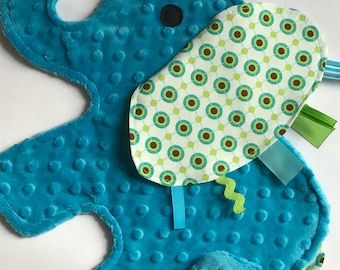 Metro Dots Turquoise Elephant Baby Sensory Security Blanket