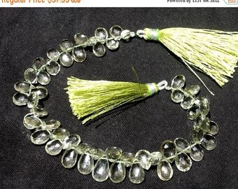 50% Off Sale Full 8 Inches - Finest Quality Green Amethyst Faceted Pear Briolettes Size 8x5 - 11x7mm Approx